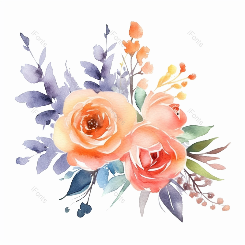 多彩花瓣粉色玫瑰花束植物春天水彩画唯美插画,插画/手绘图,插画/手绘图库,插画/手绘图下载,插画/手绘